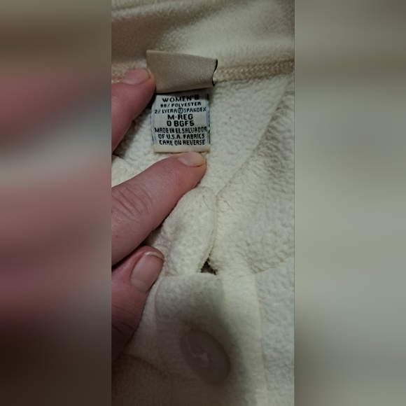 L.L. Bean Women's Cream Fleece Cardigan - Picture 4 of 4